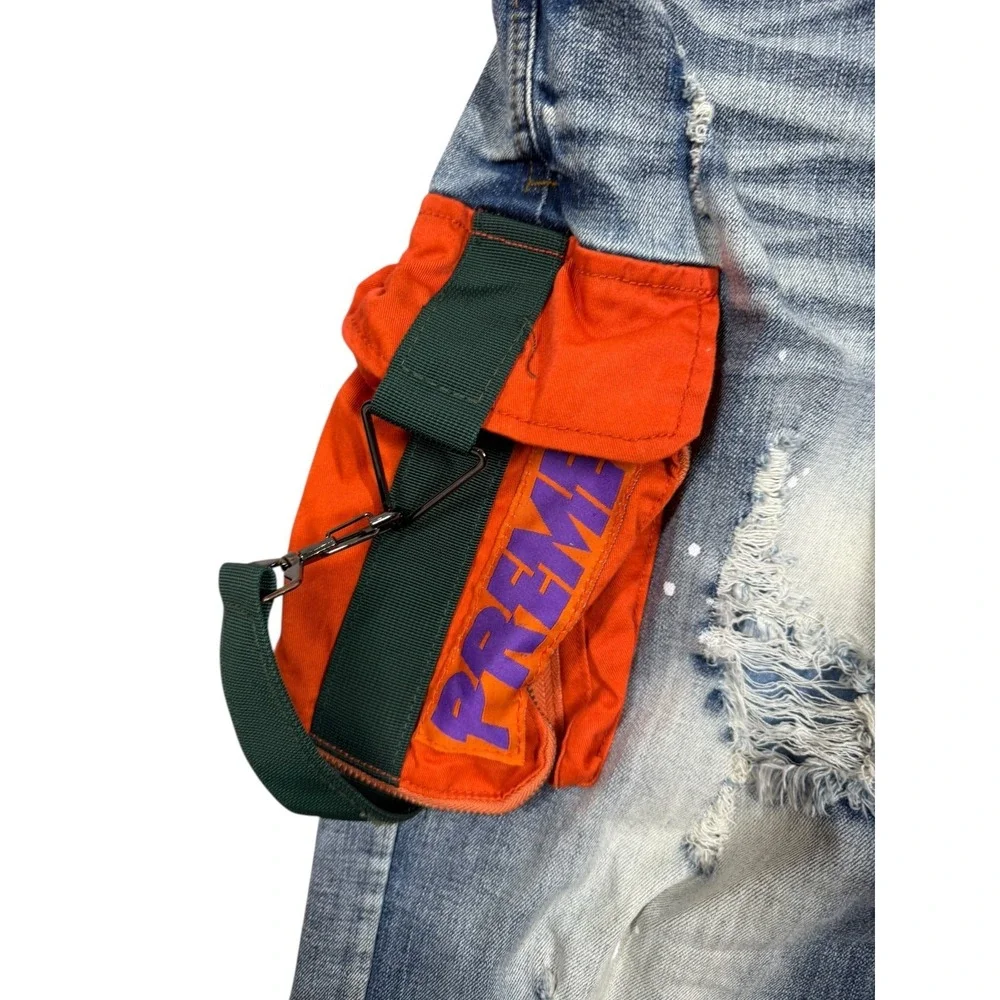 Preme Men's Distressed Denim Jeans Cargo Pockets Size 38 Streetwear